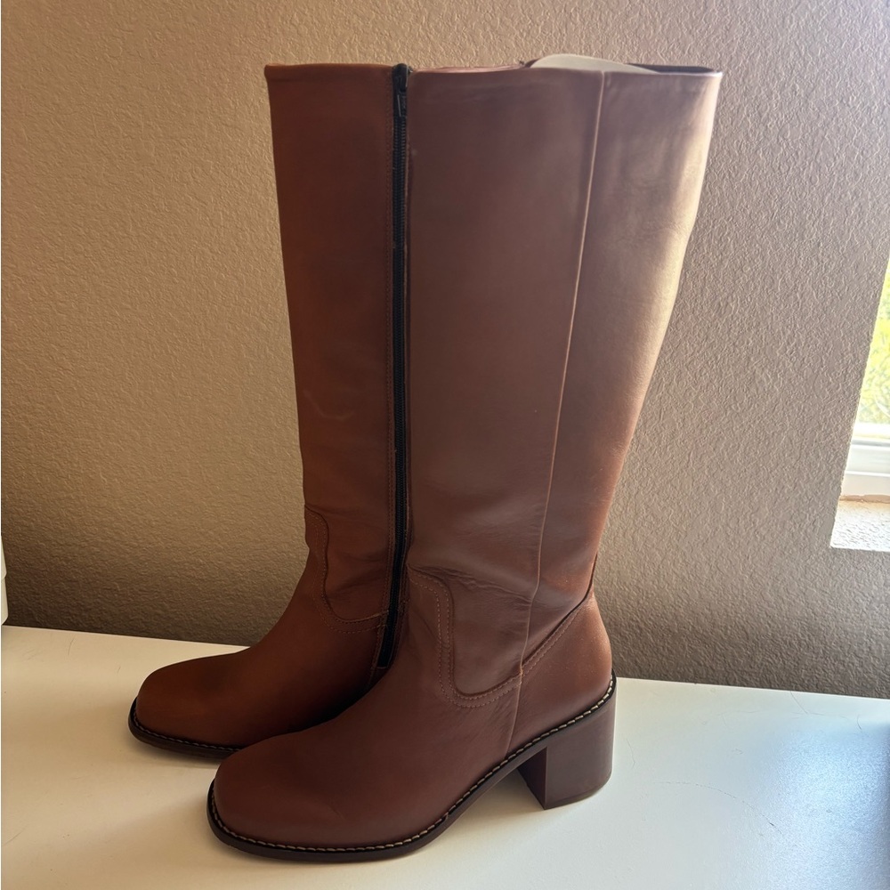 Brown Leather Knee-High Boots by Portland Leather